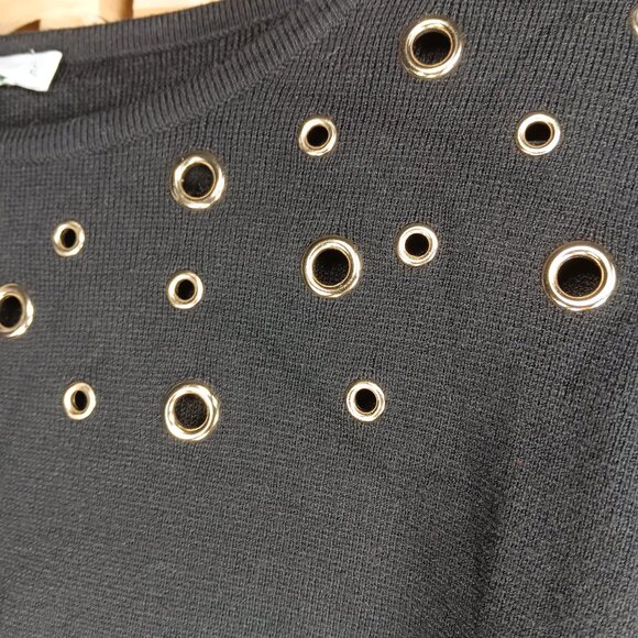 Chico's Grommet Scoop Neck Long Sleeve Sweater Rayon Blend Relaxed Batwing L 12 - Picture 9 of 12